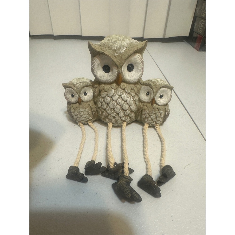 Cracker Barrel Owl Figurine Tan Rope Leg Shelf Sitter Woodland Decor